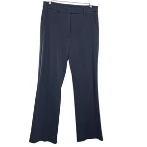 Weekend MaxMara Twill Knit Wide Leg Trousers Women Size M Flat Front Navy Blue